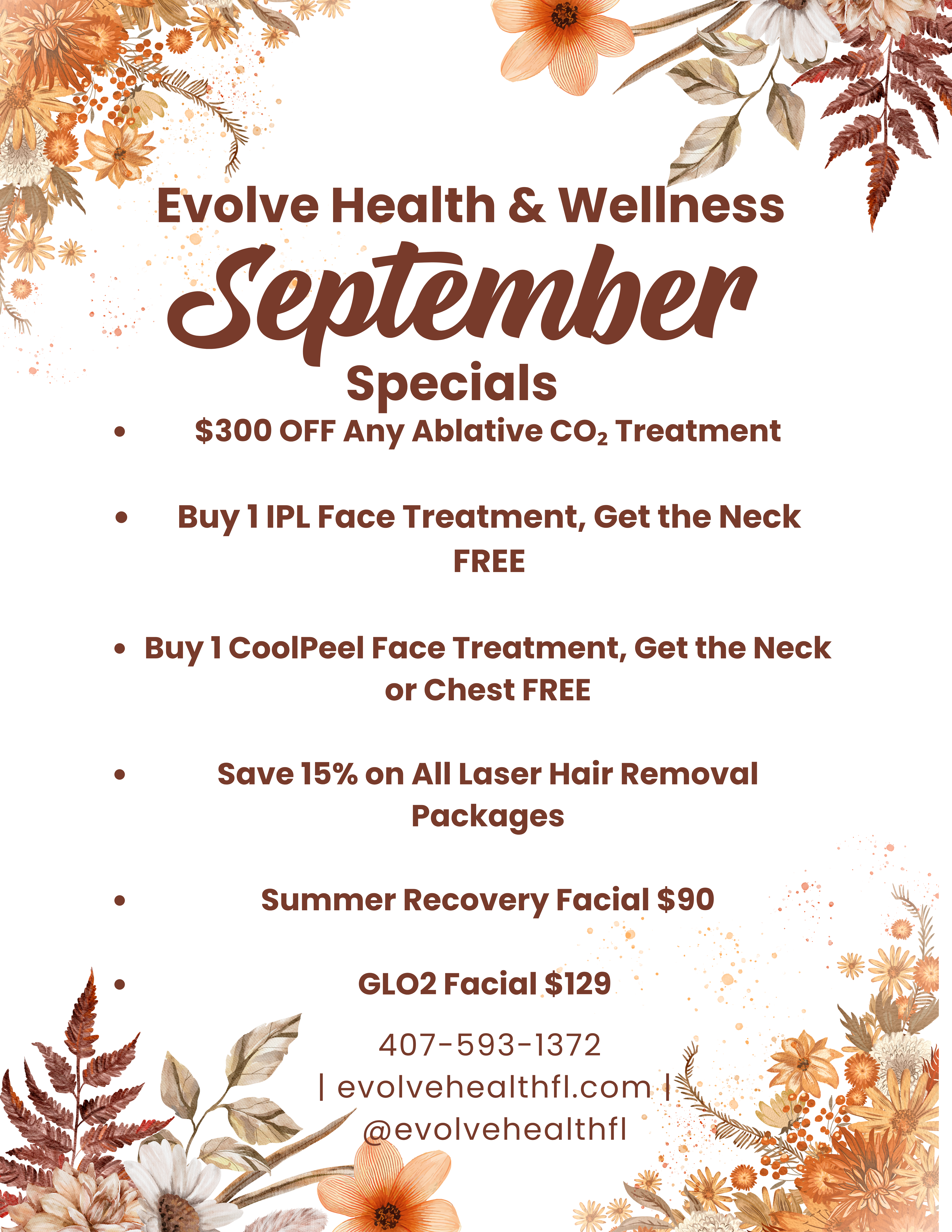 September specials at Evolve Health & Wellness: Get Your Holiday Skin Ready Now!