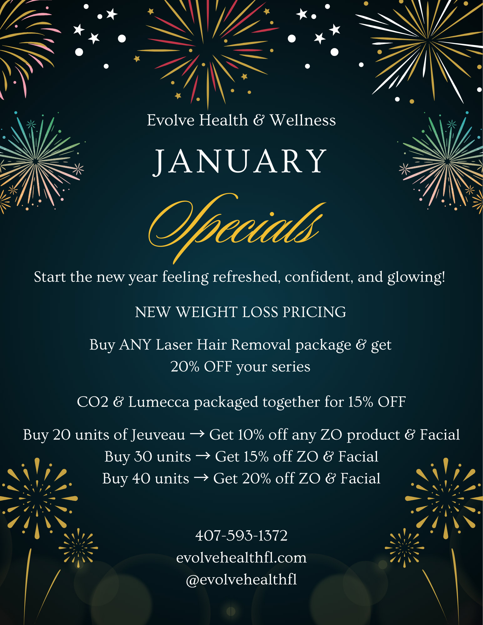 monthly specials evolve health and wellness january new year