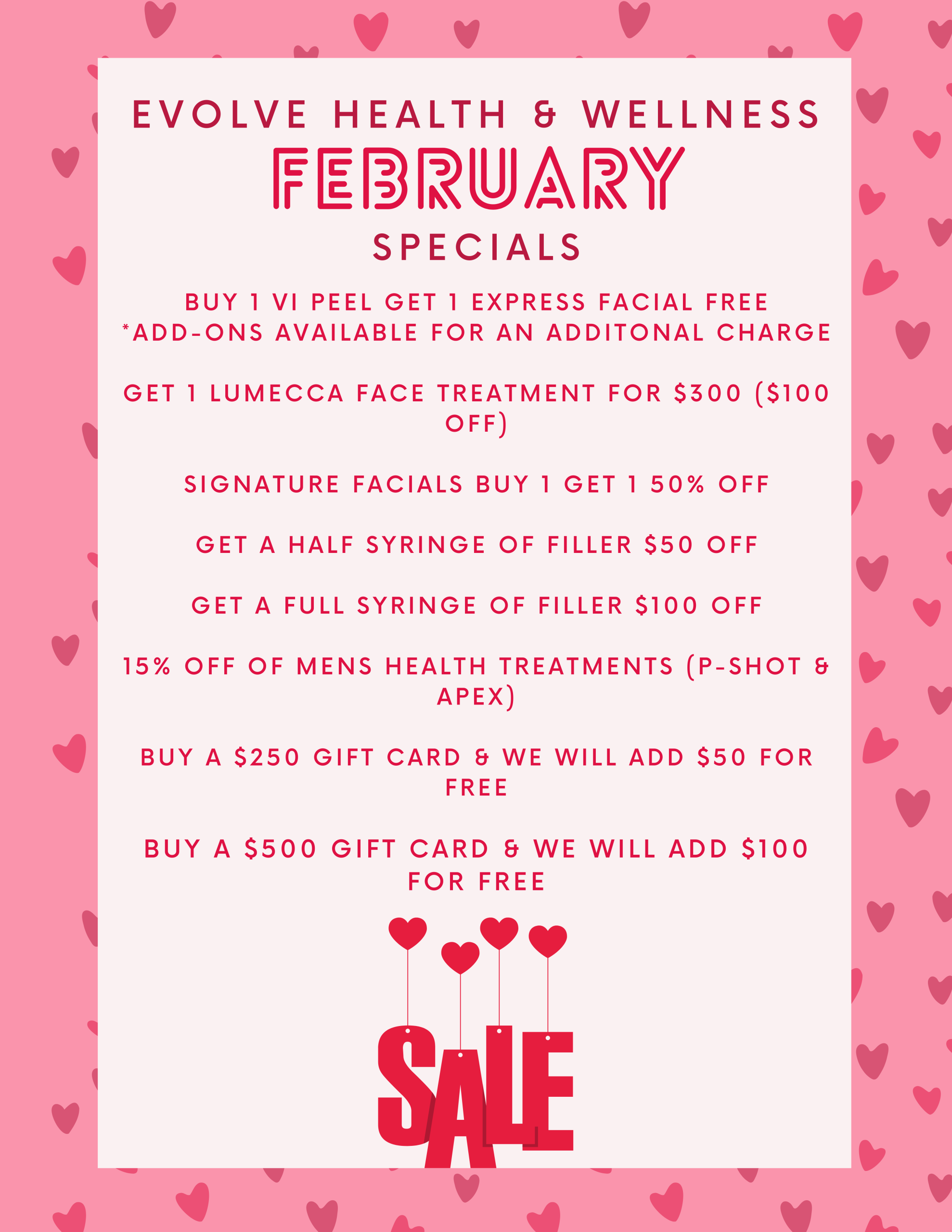 february valentine specials evolve health and wellness